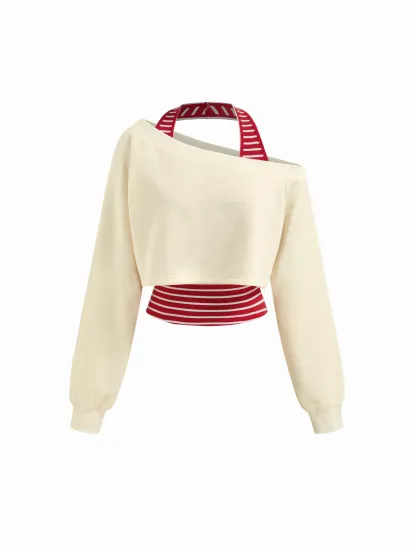 Knit Colorblock Patchy Collar Long Sleeve Button Cardigan
