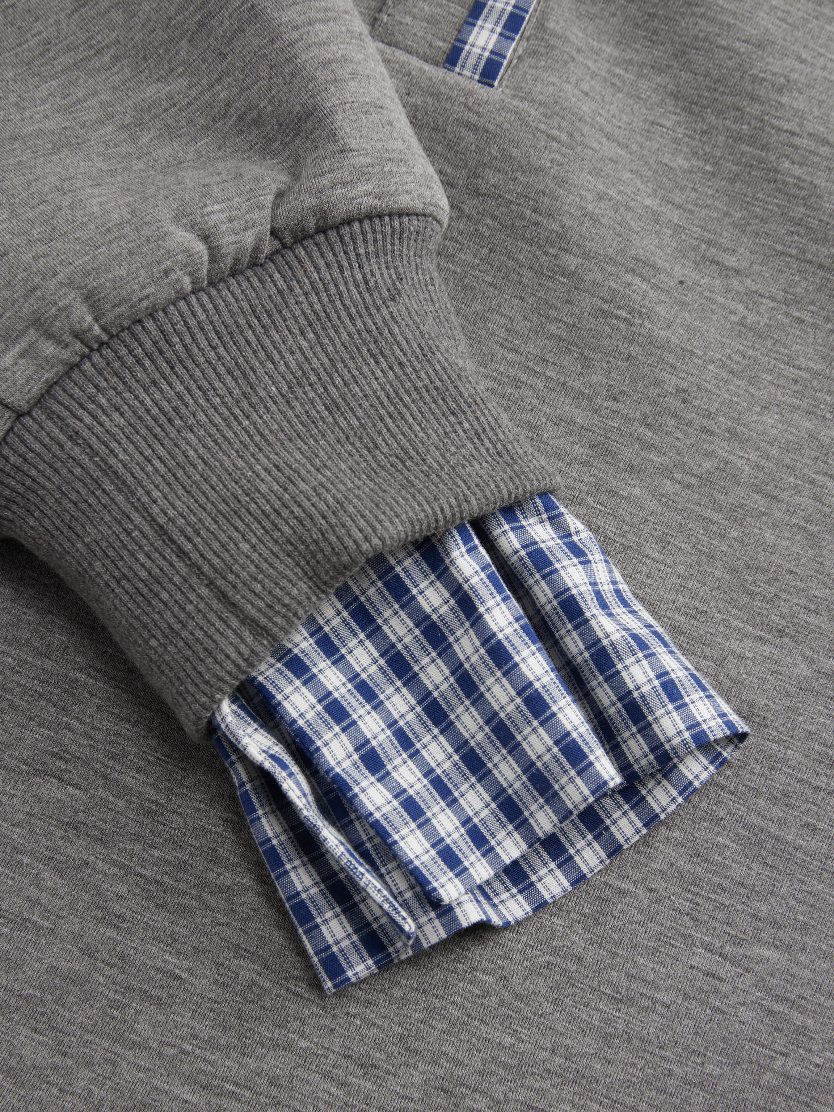 Plaid Polo Neck Long Sleeve Oversized Sweatshirt
