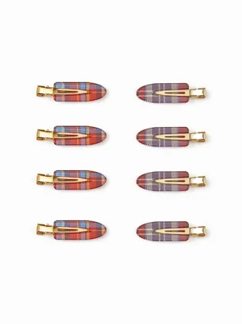 8er-Set mit Tartan-Haarnadeln