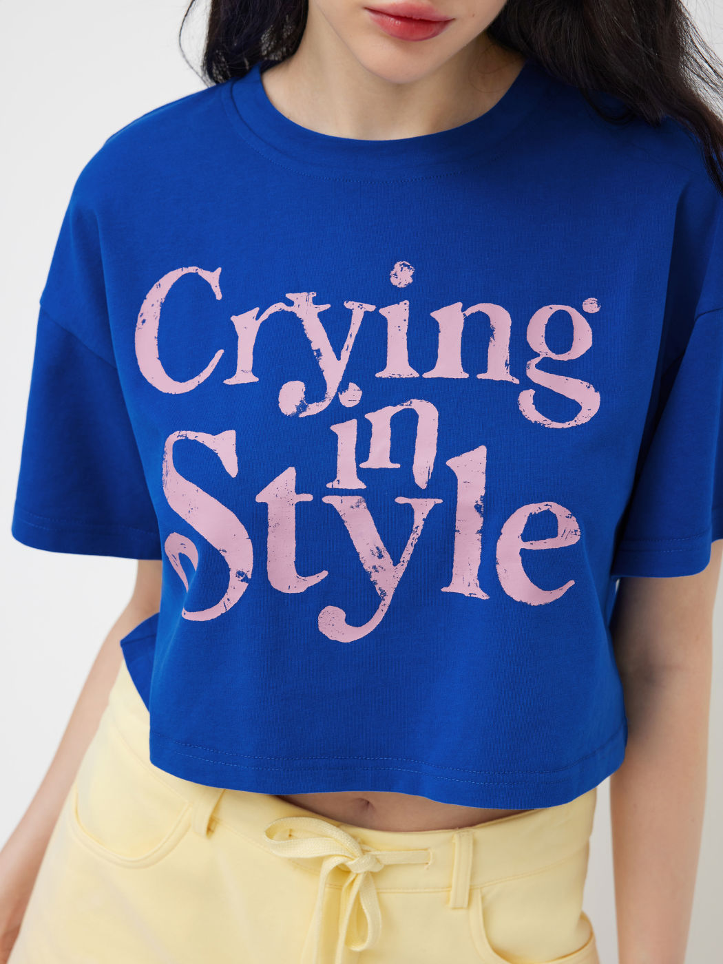 Cotton-blend Crying In Style Crop Tee