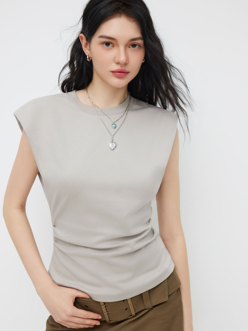 Canotta arricciata in misto cotone