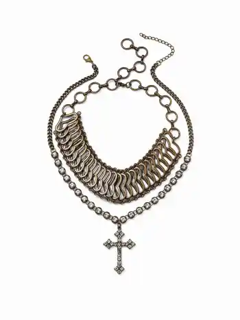COLLANA MULTICATENA CON CROCE DI STRASS