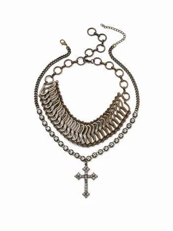 COLLANA MULTICATENA CON CROCE DI STRASS