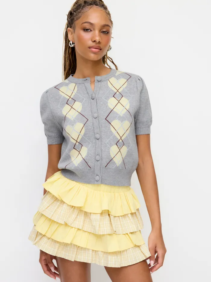 Knit Round Neckline Fish Graphic Contrasting Binding Oversized Top