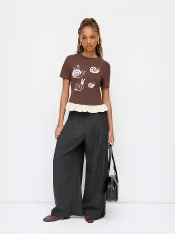 Pantaloni a gamba larga a vita bassa a quadri