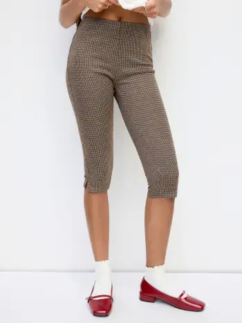 Peter Pan Collar Houndstooth Button Short Sleeve Blouse