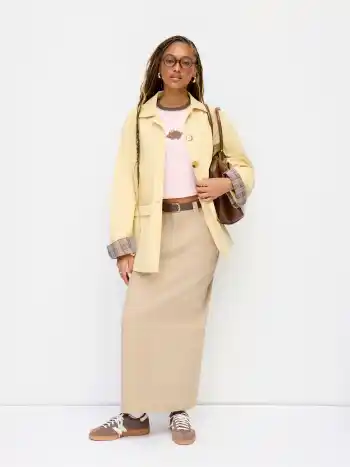Kragen-Tartan-Patch Oversize Trenchcoat