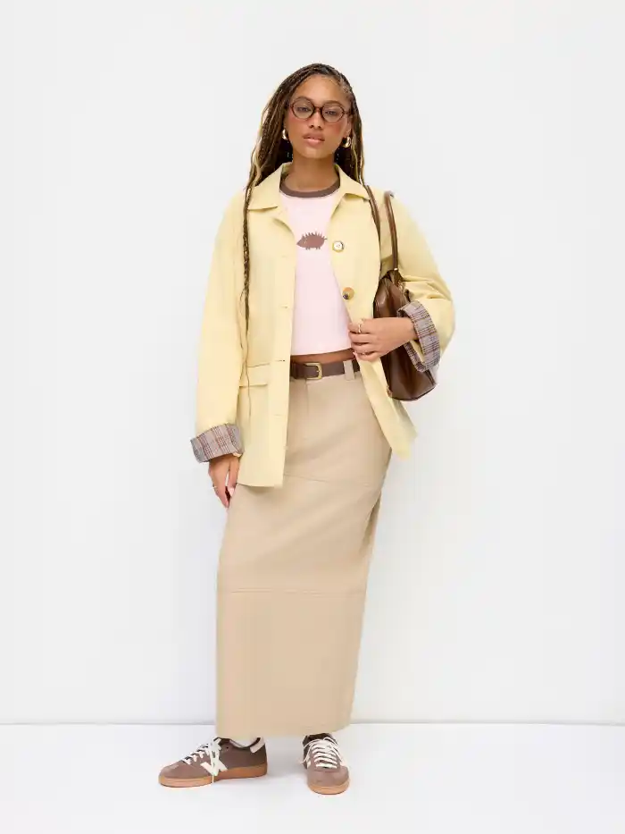 Collar Solid Button Pocket Trench Coat With Belt