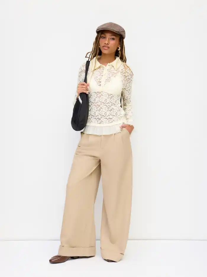 Knit Collar Stripe Button Oversized Top