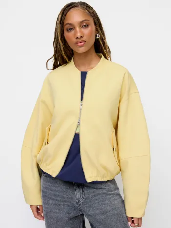 Baumwoll-Bomber-Jacket mit Reißverschluss und Übergröße