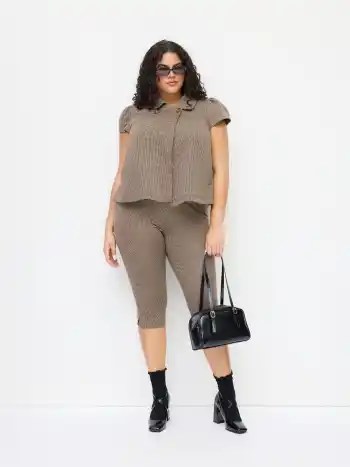 Leggings Capri a zampa spaccati pied-de-poule a vita media taglie Curve & Plus