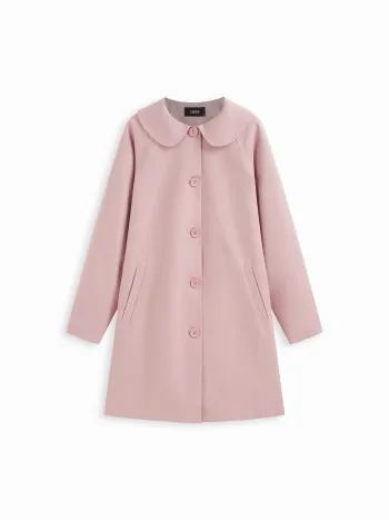 Trenchcoat mit Peter-Pan-Kragen und Knopfaufteilung, lange Ärmel