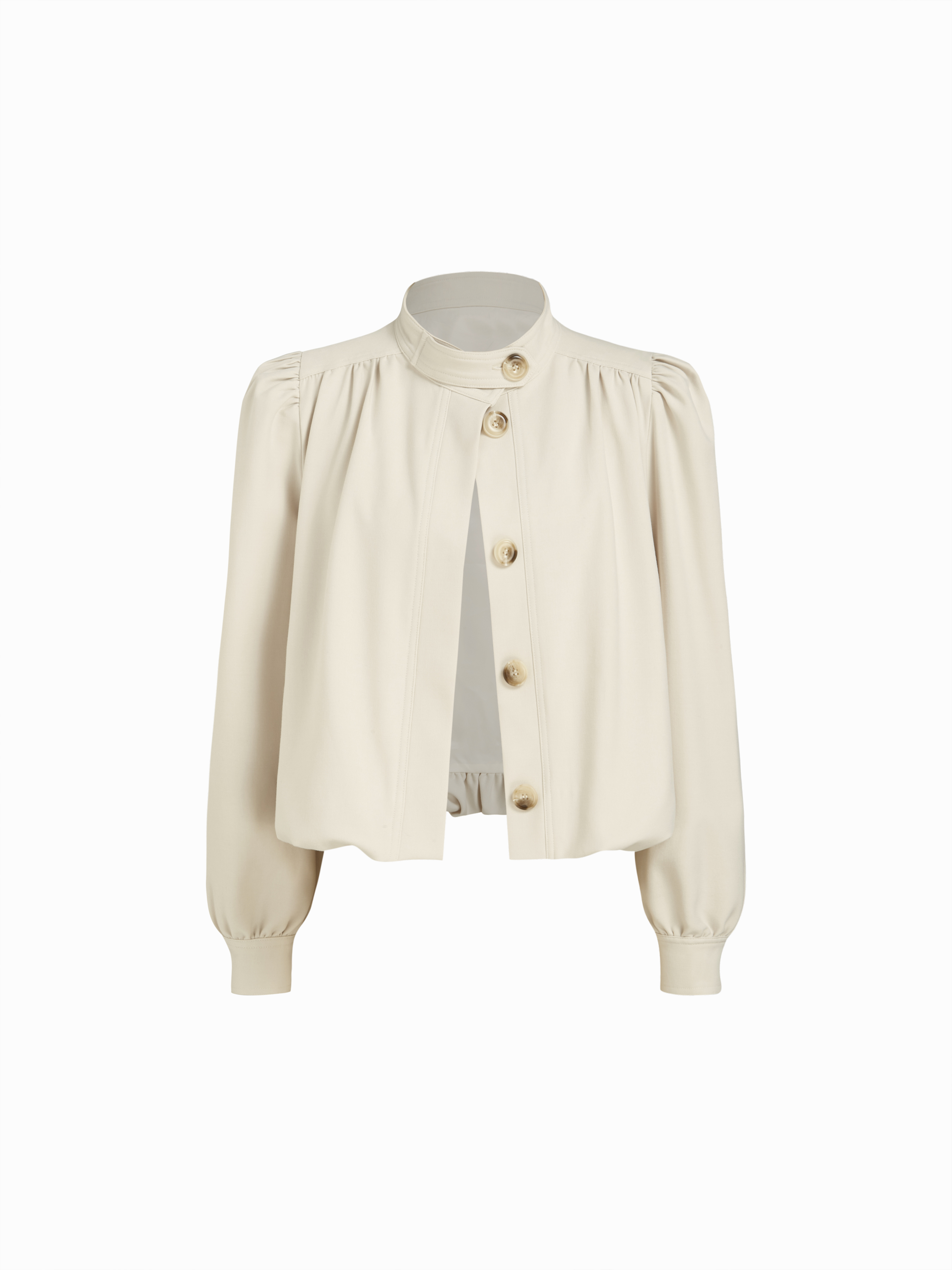 Stand Collar Ruched Ruffle Oversized Jacket