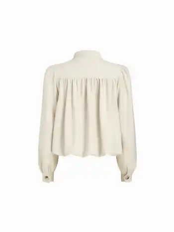 Giacca oversize con colletto alla coreana, ruches e volant