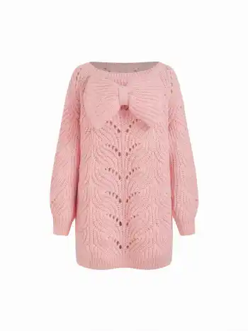 Mini abito in maglia con scollo a barchetta, dettaglio cut-out e fiocco staccabile