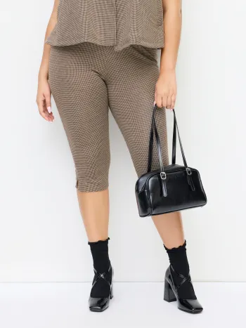 Leggings Capri a zampa spaccati pied-de-poule a vita media taglie Curve & Plus