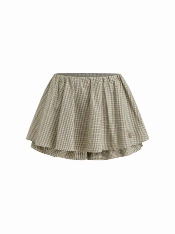 100% Baumwolle Low-Rise Kastenmuster Schnecken-Embroidered Mini-Skort
