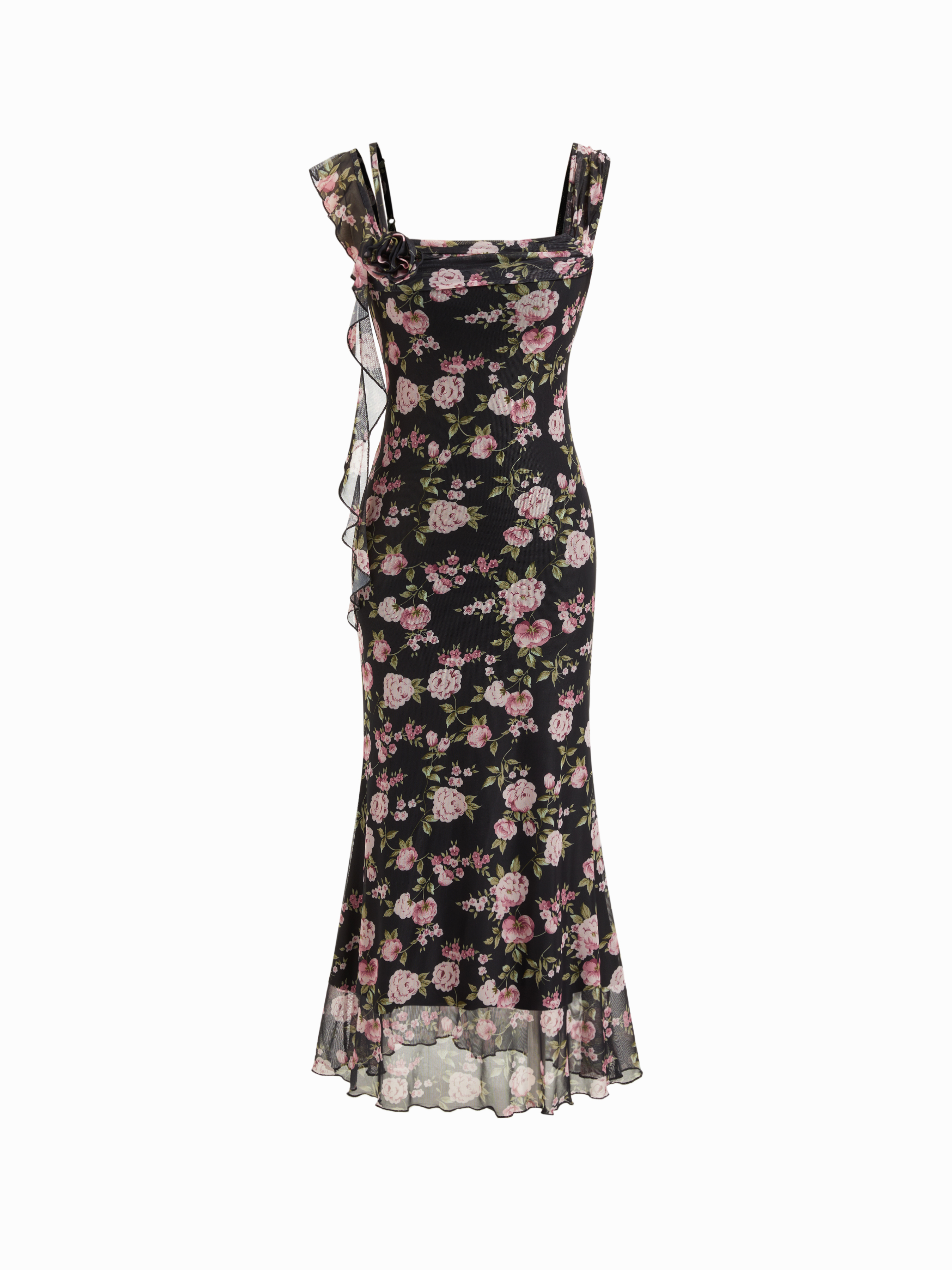 Velvet Velvet Cowl Neck Floral Lace Trim Maxi Dress For Date