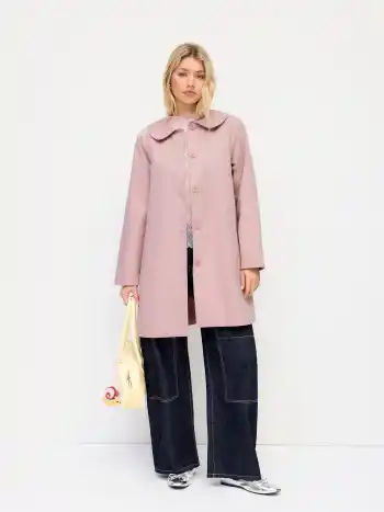 Trenchcoat mit Peter-Pan-Kragen und Knopfaufteilung, lange Ärmel