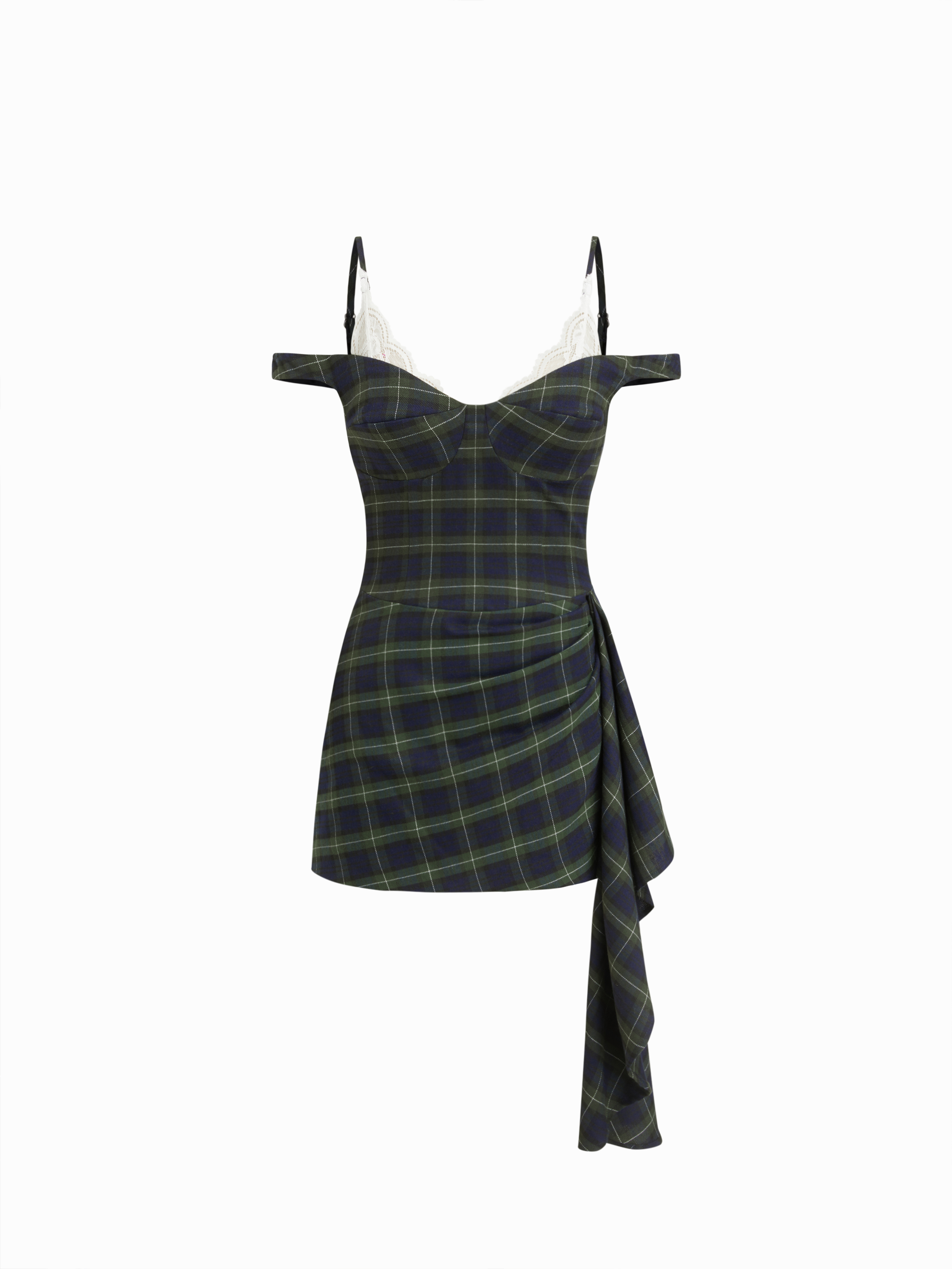 送料・関税込★INSTANTFUNK★22SS V-neck crocheted mini dress Crochet V-Neck Mini Dress with Flounce Hem | David's Bridal