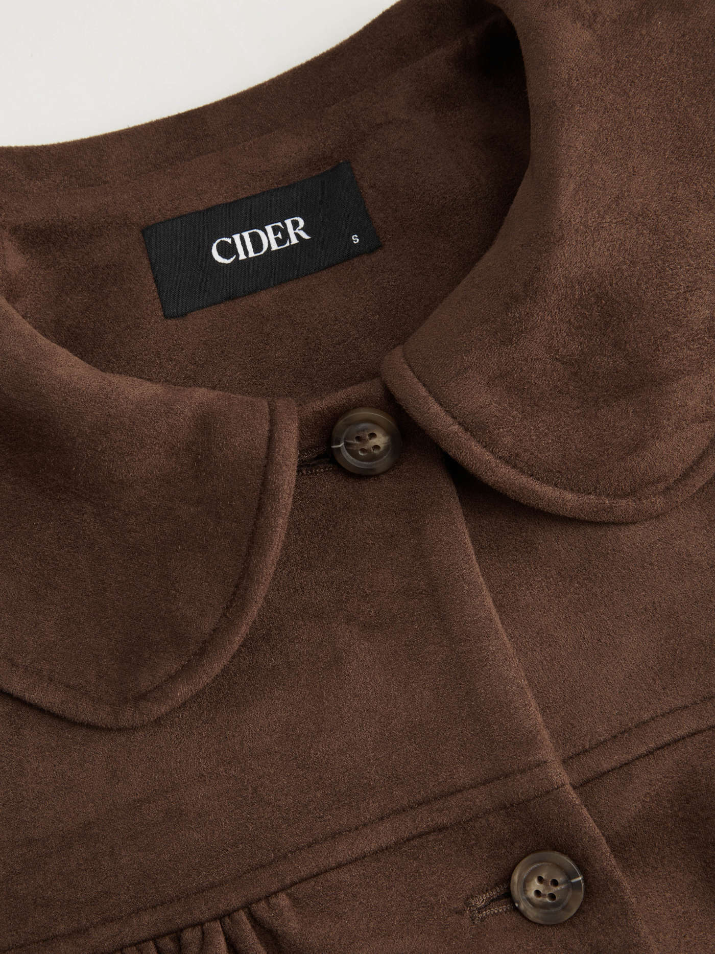 Suede Peter Pan Collar Ruched Jacket