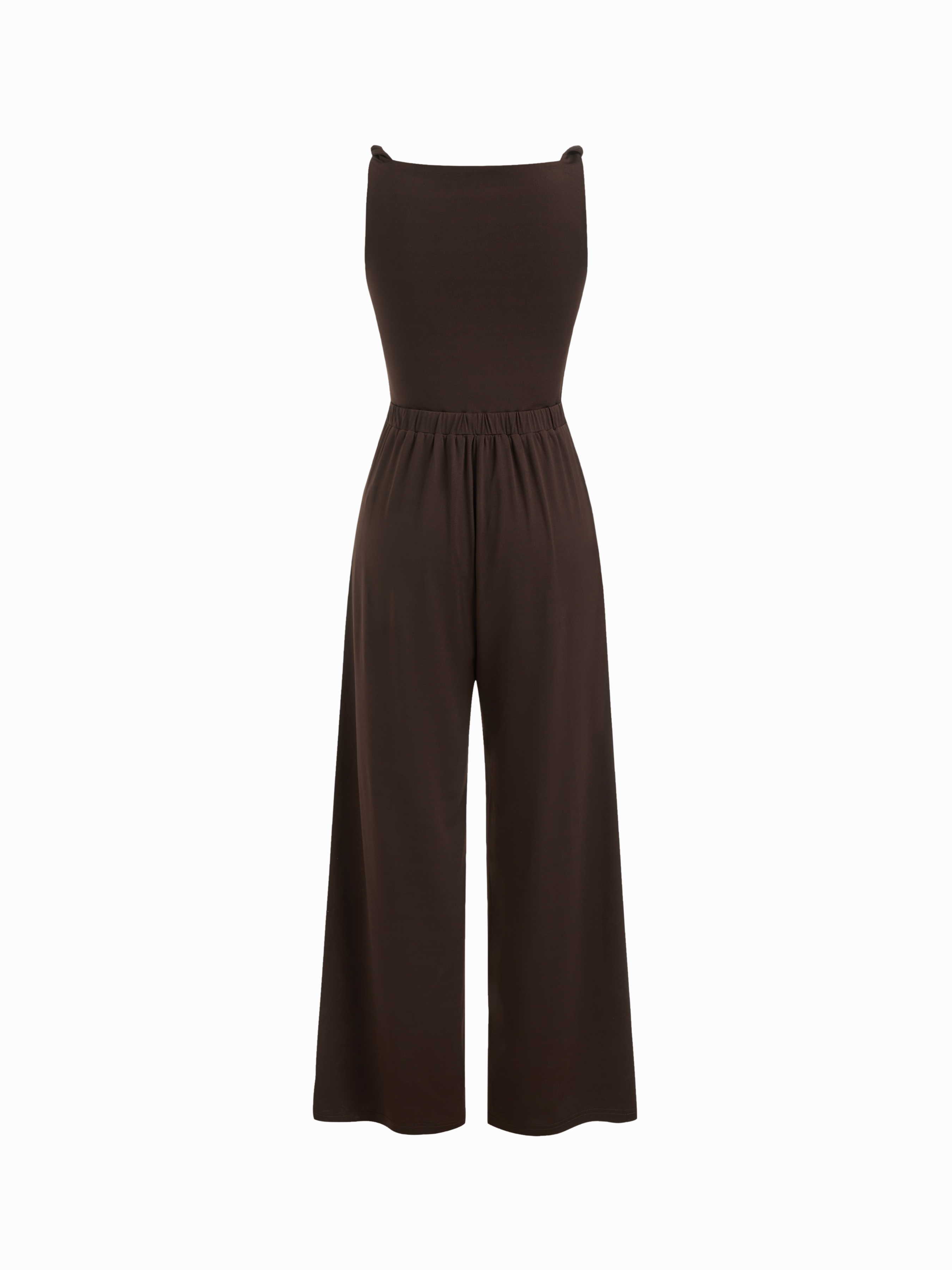 Boat Neck Ruched Asymmetrical Hem Wide Leg Jumpsuit