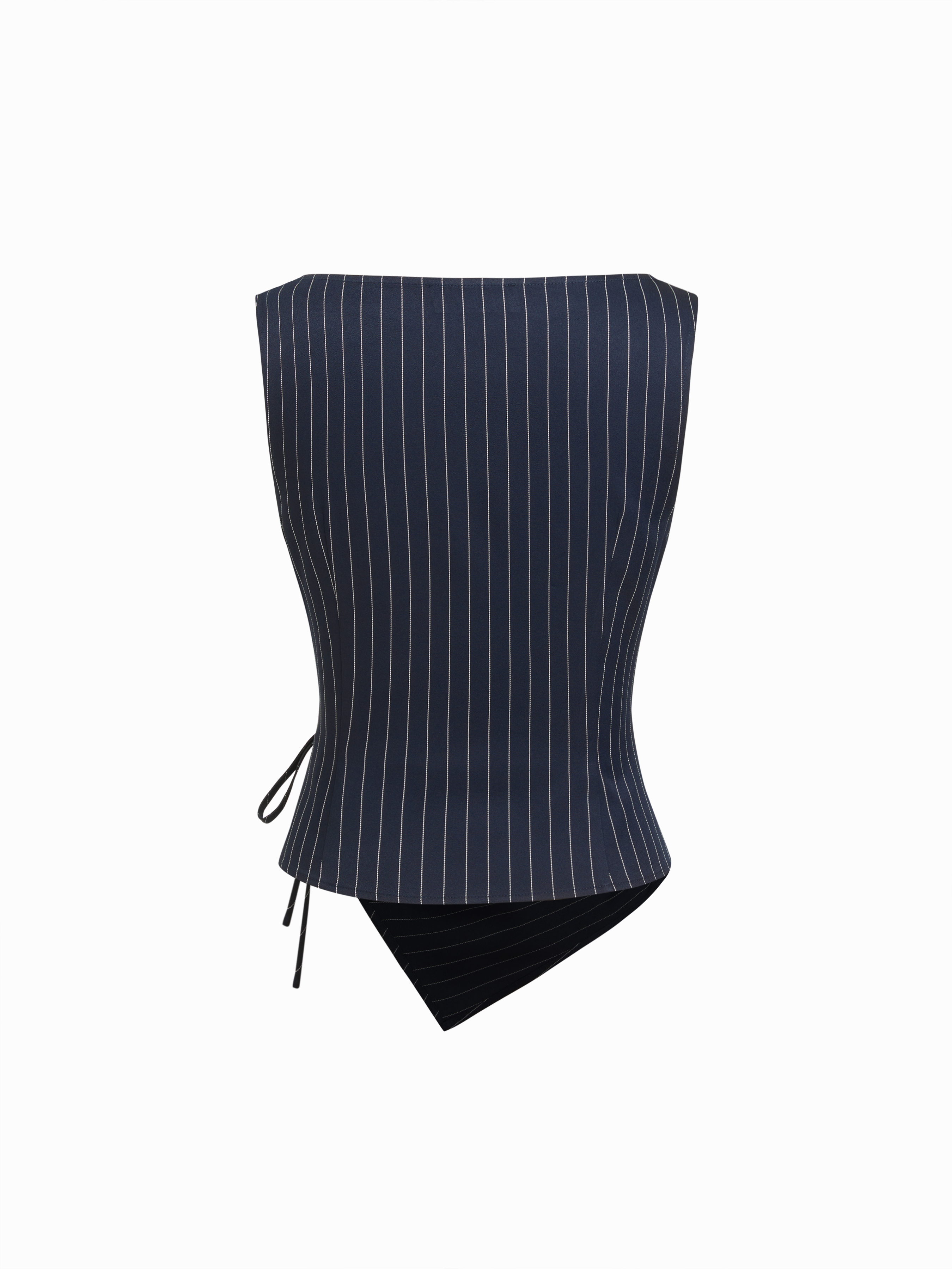 Boat Neck Striped Wrap Knotted Top & Mid Rise Straight Leg Trousers Set