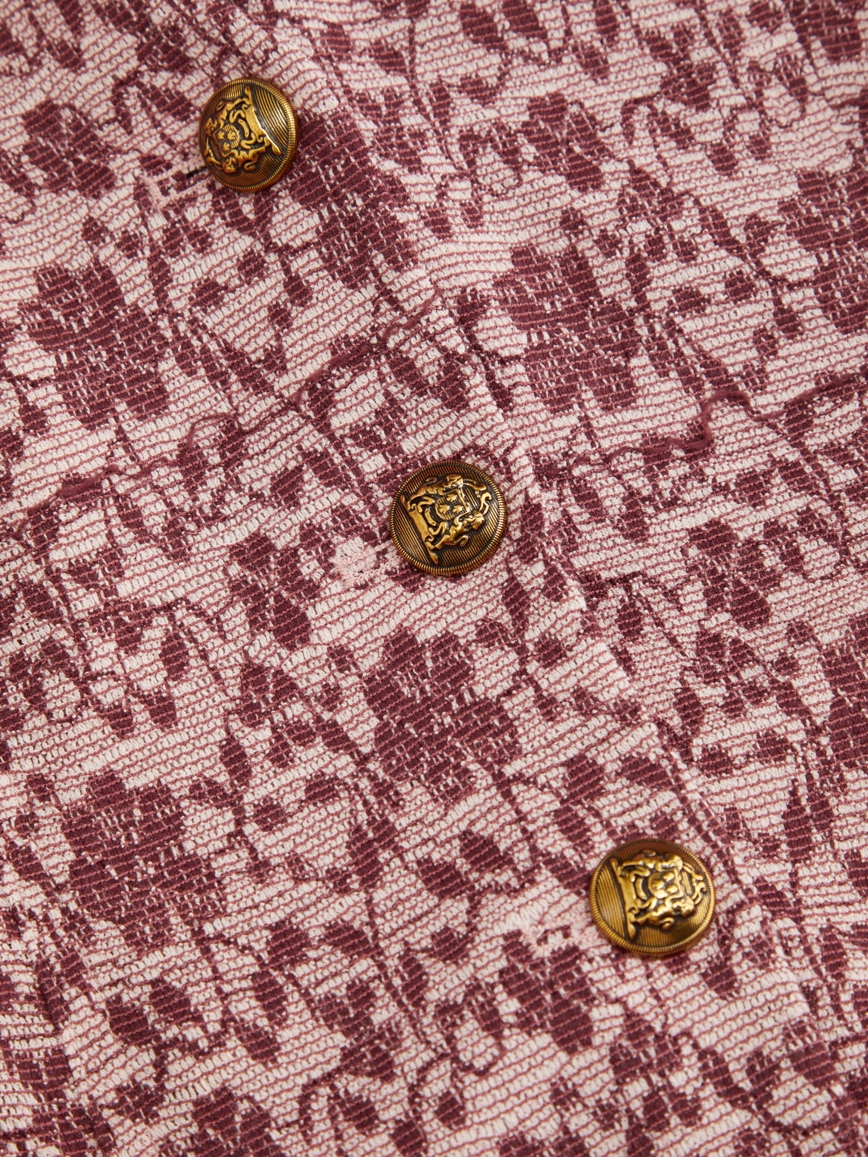Jacquard V-neck Floral Button Uo Tie Back Mini Shift Dress