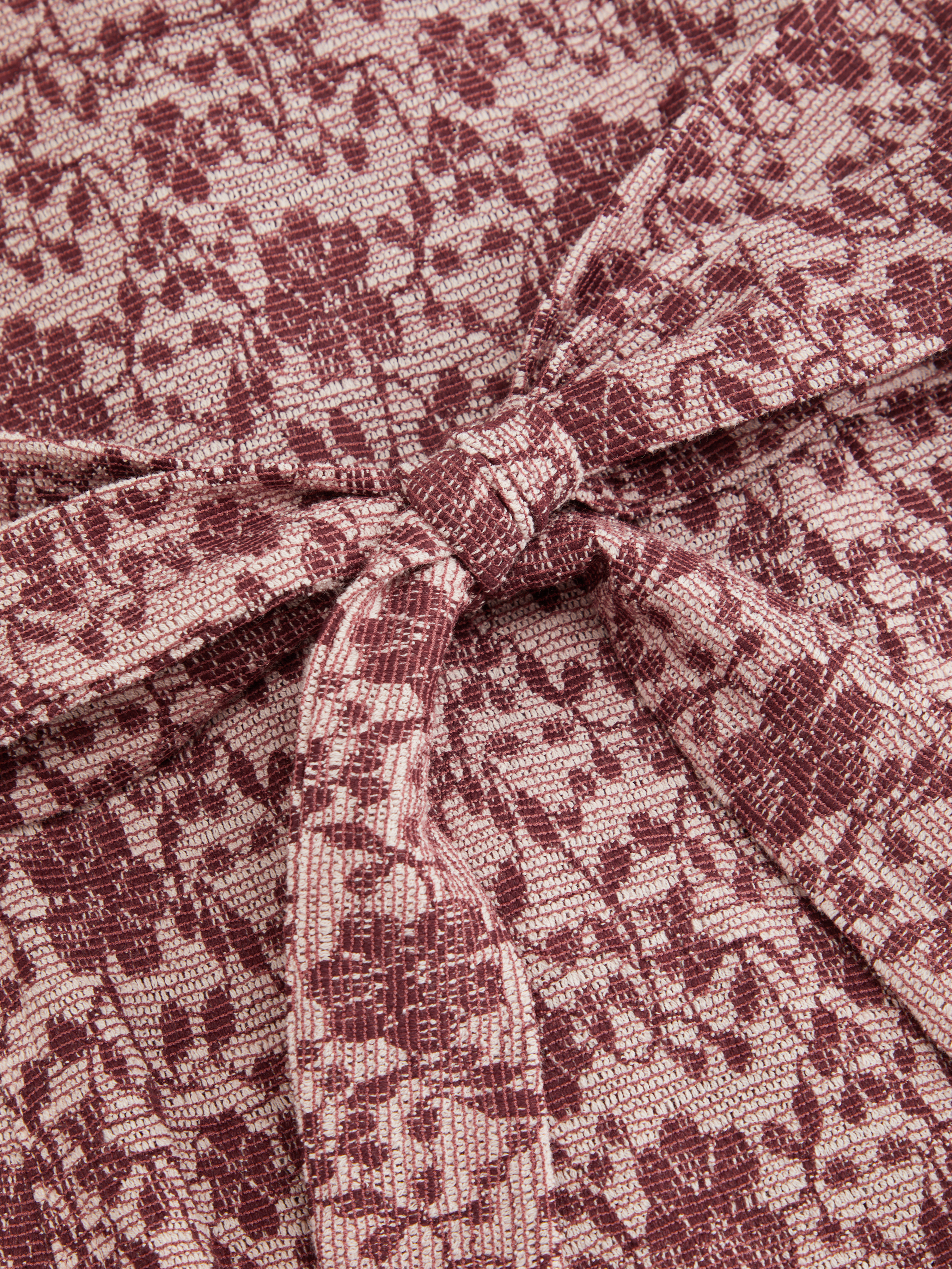 Jacquard V-neck Floral Button Uo Tie Back Mini Shift Dress