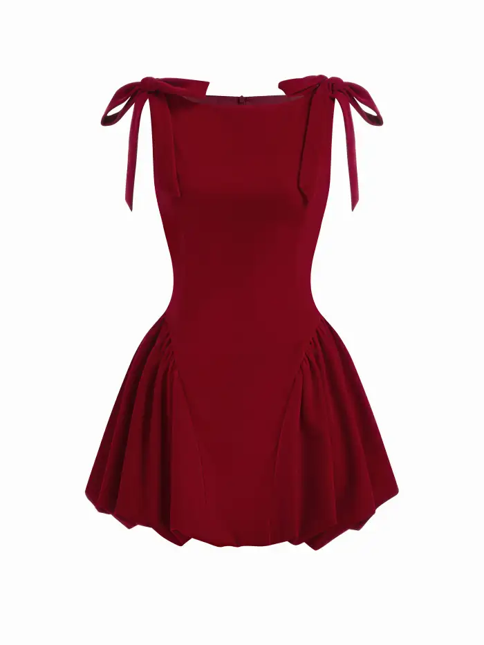 Square Neck Ruffle Zipper Mini Dress
