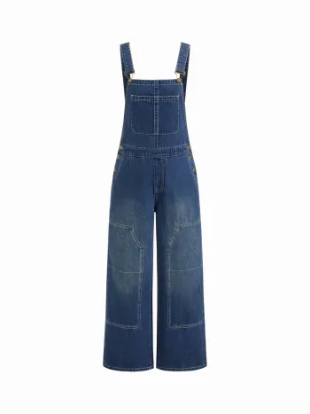 Tuta intera in denim Cider a vita bassa e gamba larga