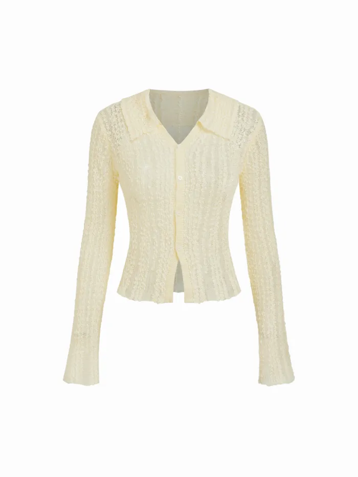 Knitted V-neck Horse Stripe Long Sleeve Top