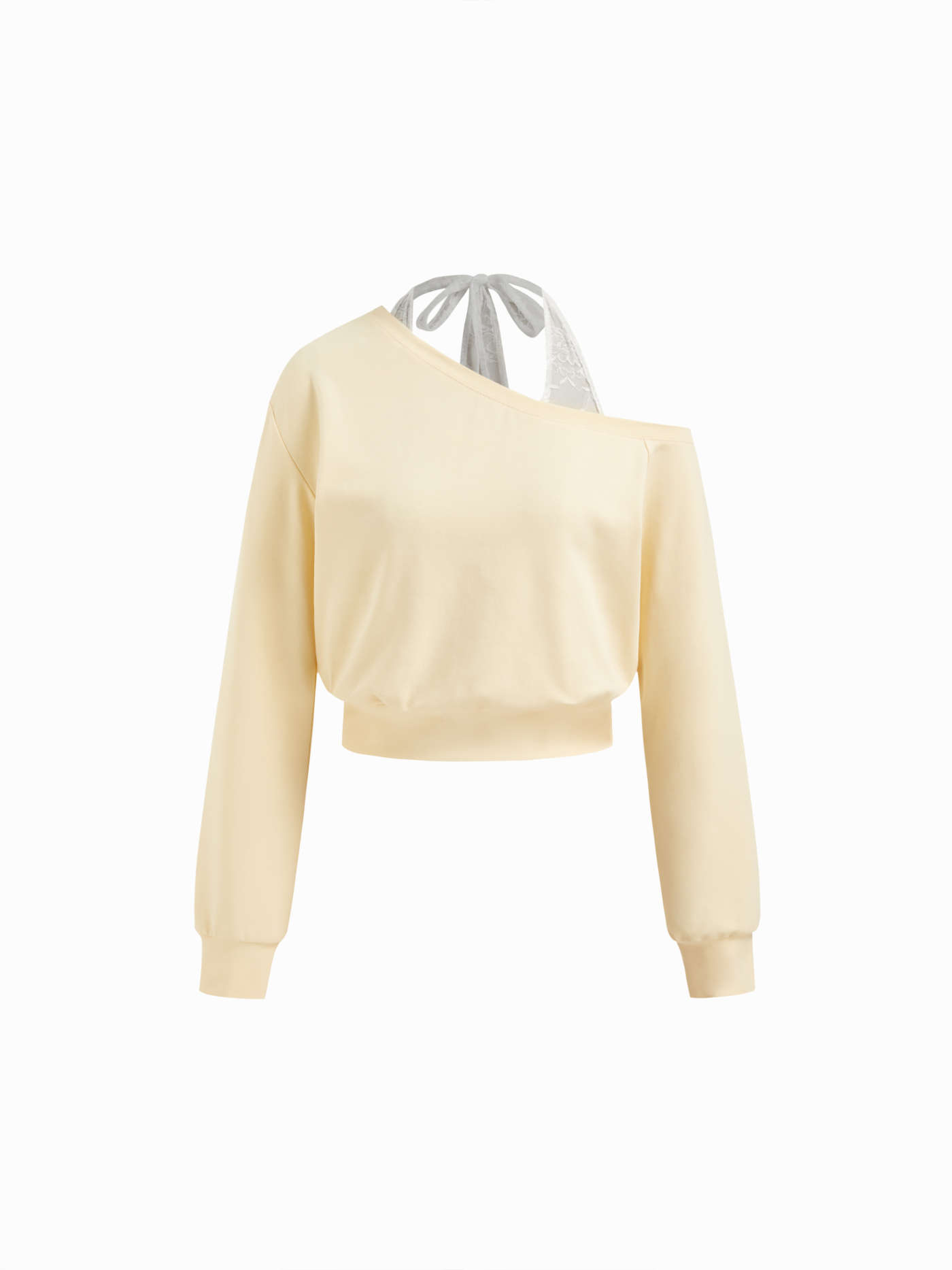 Cotton-blend Asymmetrical Neck Long Sleeve Oversized Top & Mid Rise Drawstring Wide Leg Trousers Set