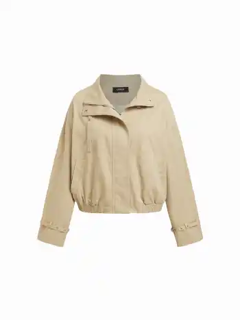 Giacca a vento con zip e collo alto in cotone