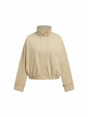 Giacca a vento con zip e collo alto in cotone