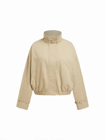 Giacca a vento con zip e collo alto in cotone