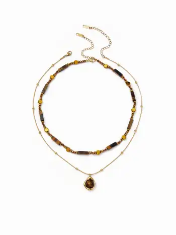 GEMSTONE & BEADED LAYERED NECKLACE