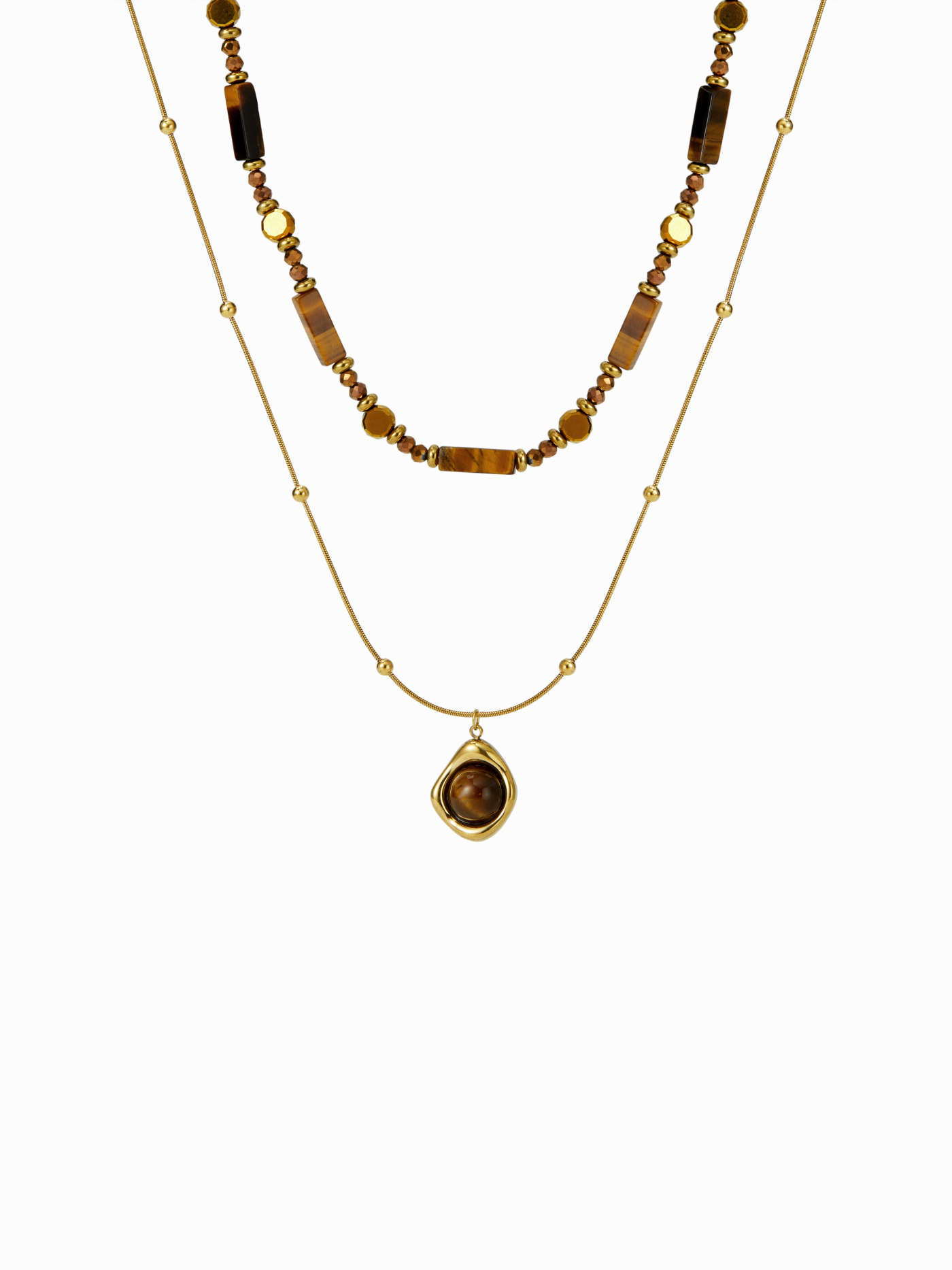 GEMSTONE & BEADED LAYERED NECKLACE