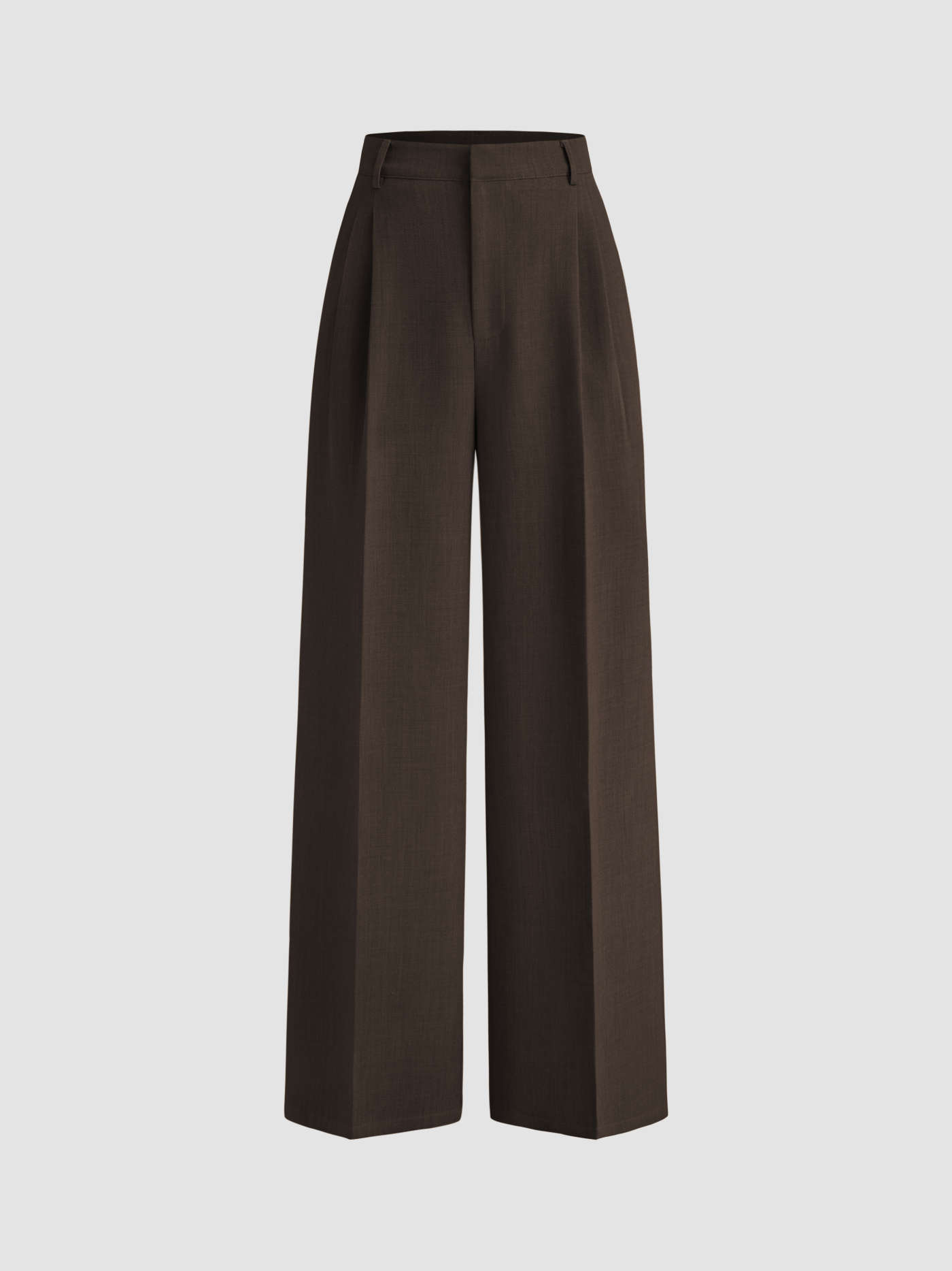 Mid Rise Pleated Wide Leg Trousers 