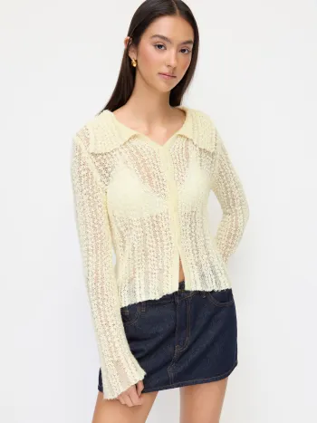 Knitted V-neck Horse Stripe Long Sleeve Top