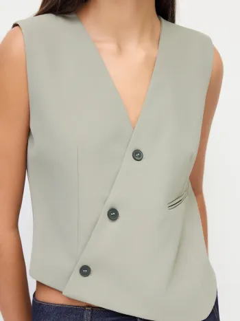 Gilet asimmetrico con scollo a V e cintura