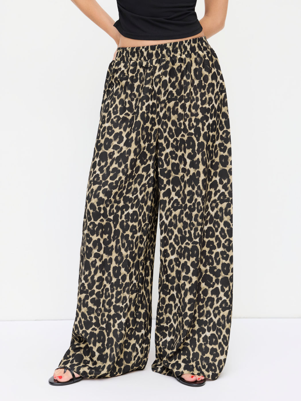 Leopardenmuster Low-Rise Weitbeinige Hose