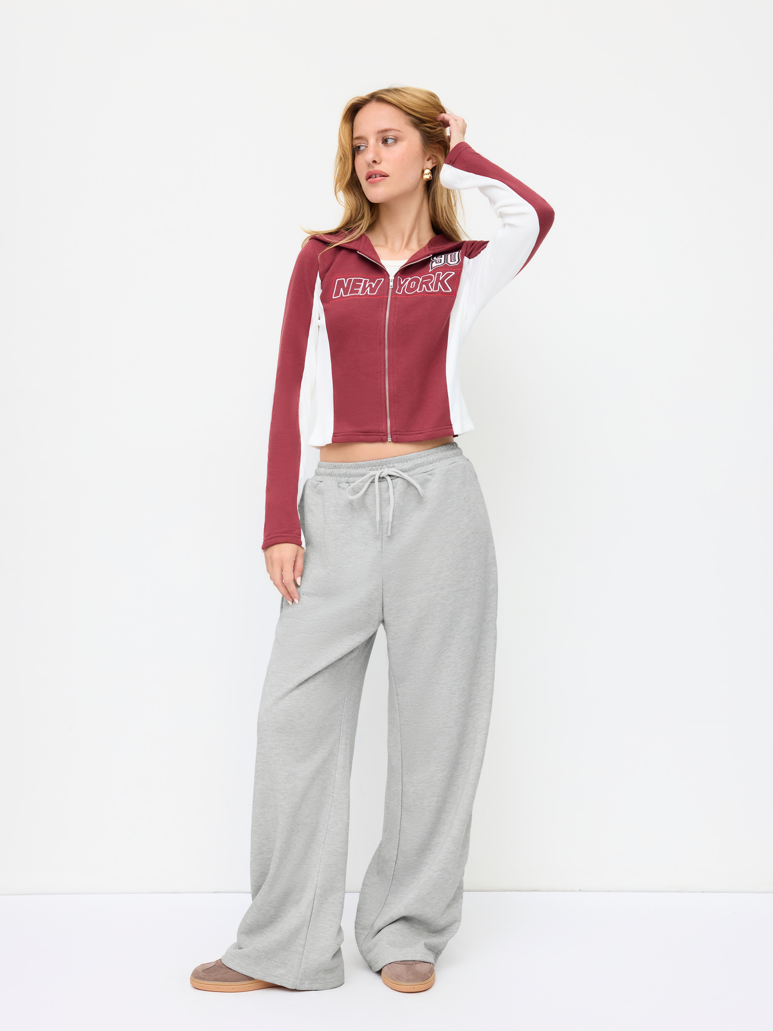 High Elastic Waist Solid Wide Leg Trousers
