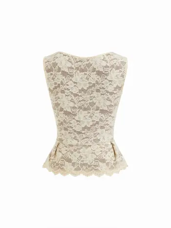 Top attorcigliato plissettato con pizzo a cuore