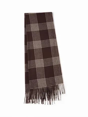 PLAID FRINGED SCARF