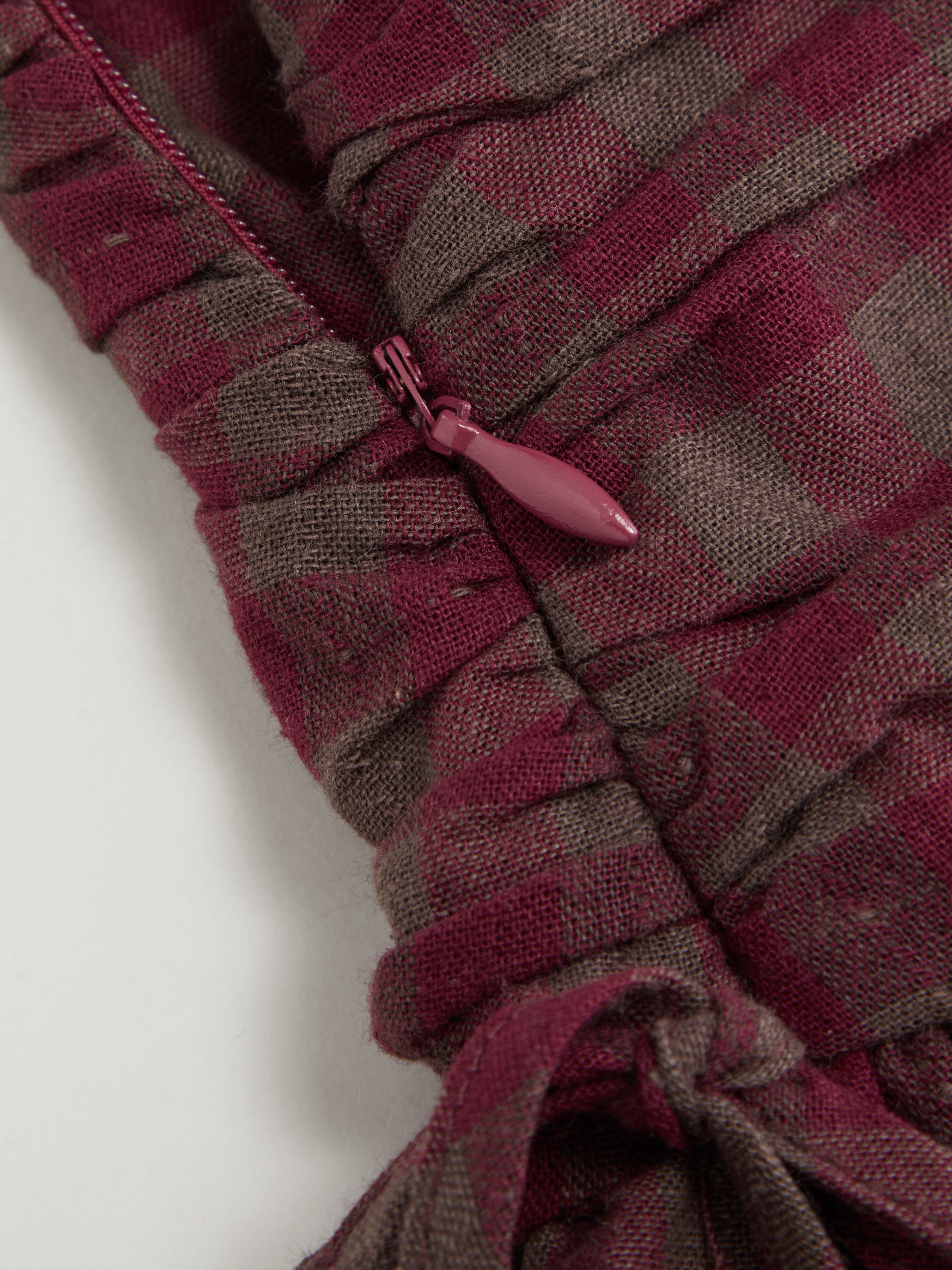 Cotton Mid Rise Plaid Bowknot Ruched Midi Skirt