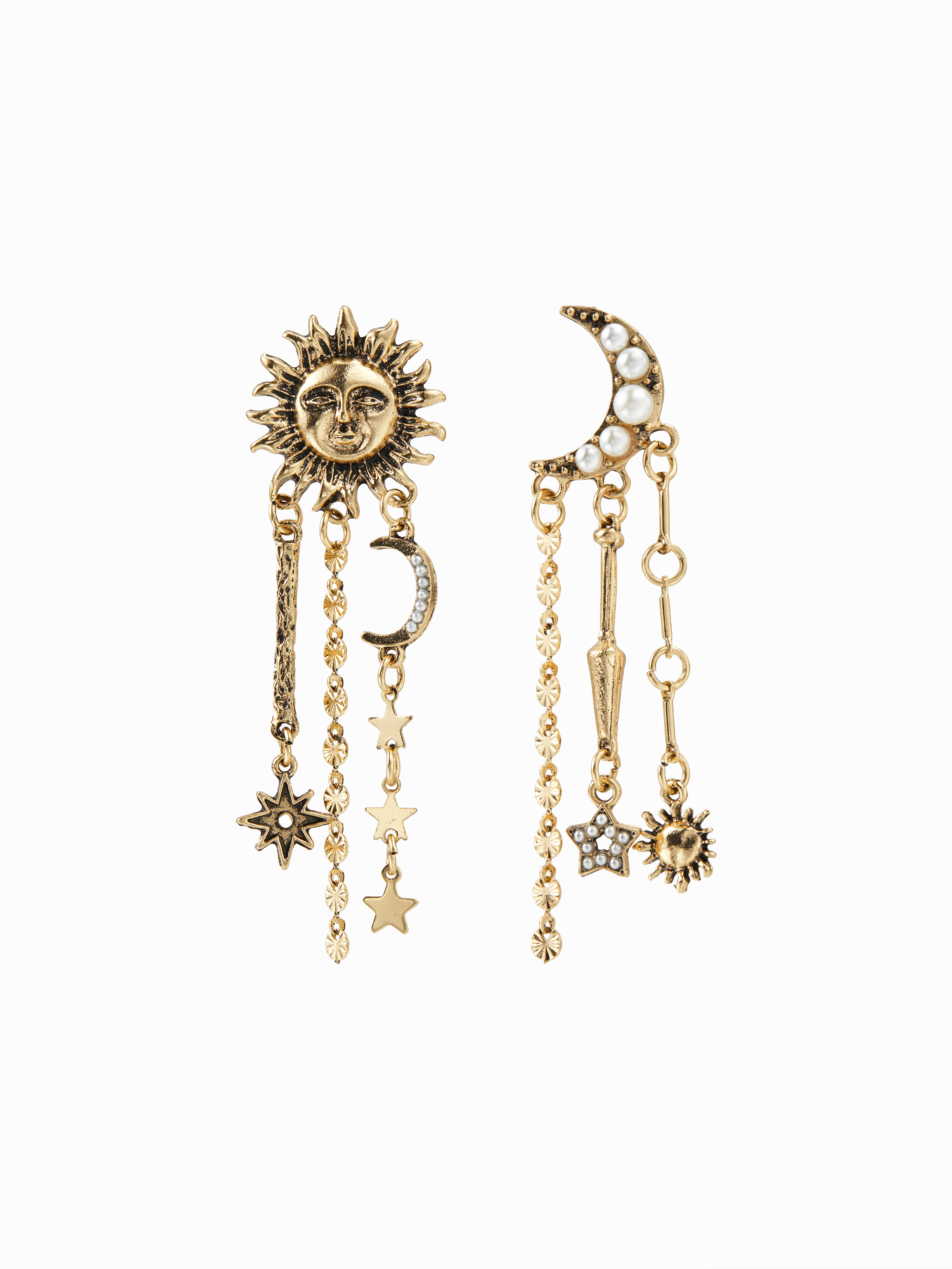 SUN & MOON & STAR DROP EARRINGS