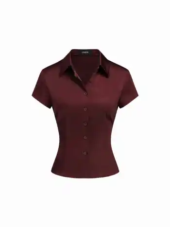 Camicia a Maniche Corte con Collo in Raso