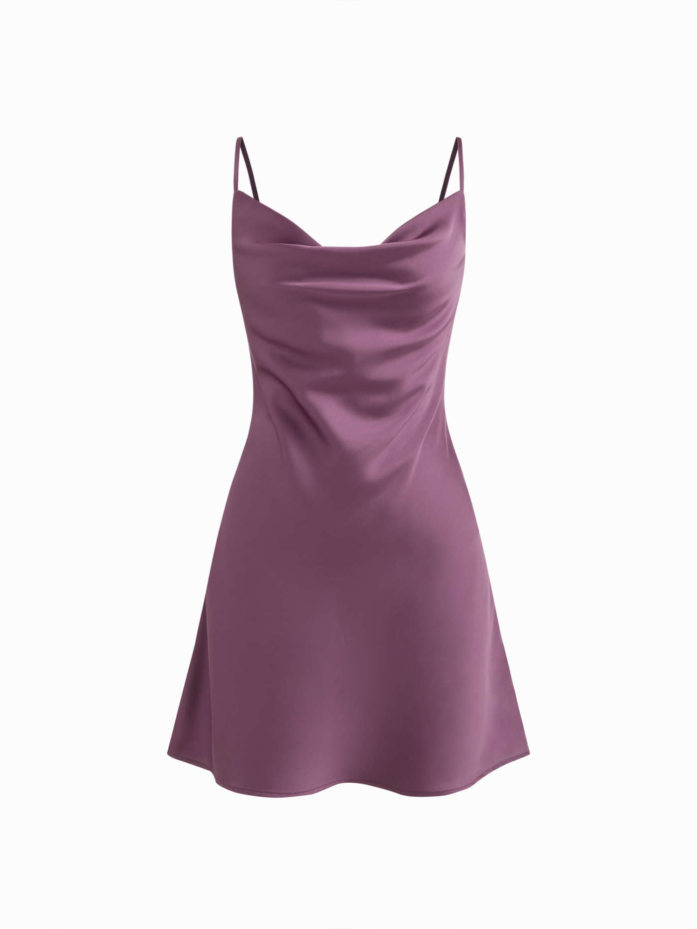 Satin Cowl Neck Lace Cami Mini Dress