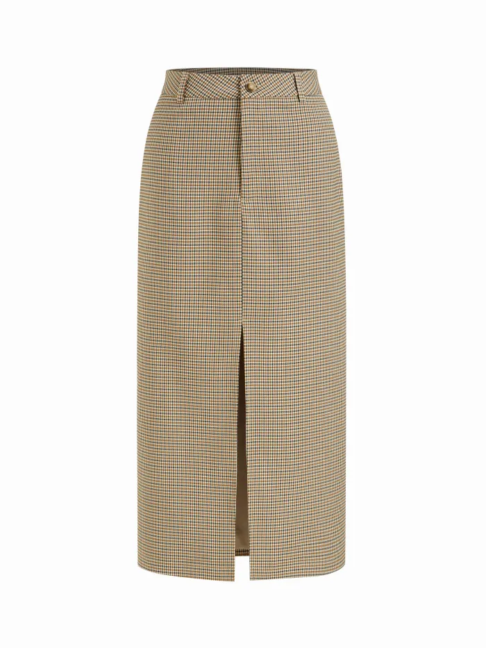 Mid Rise Lettuce Trim Pleated Layered Midi Skirt